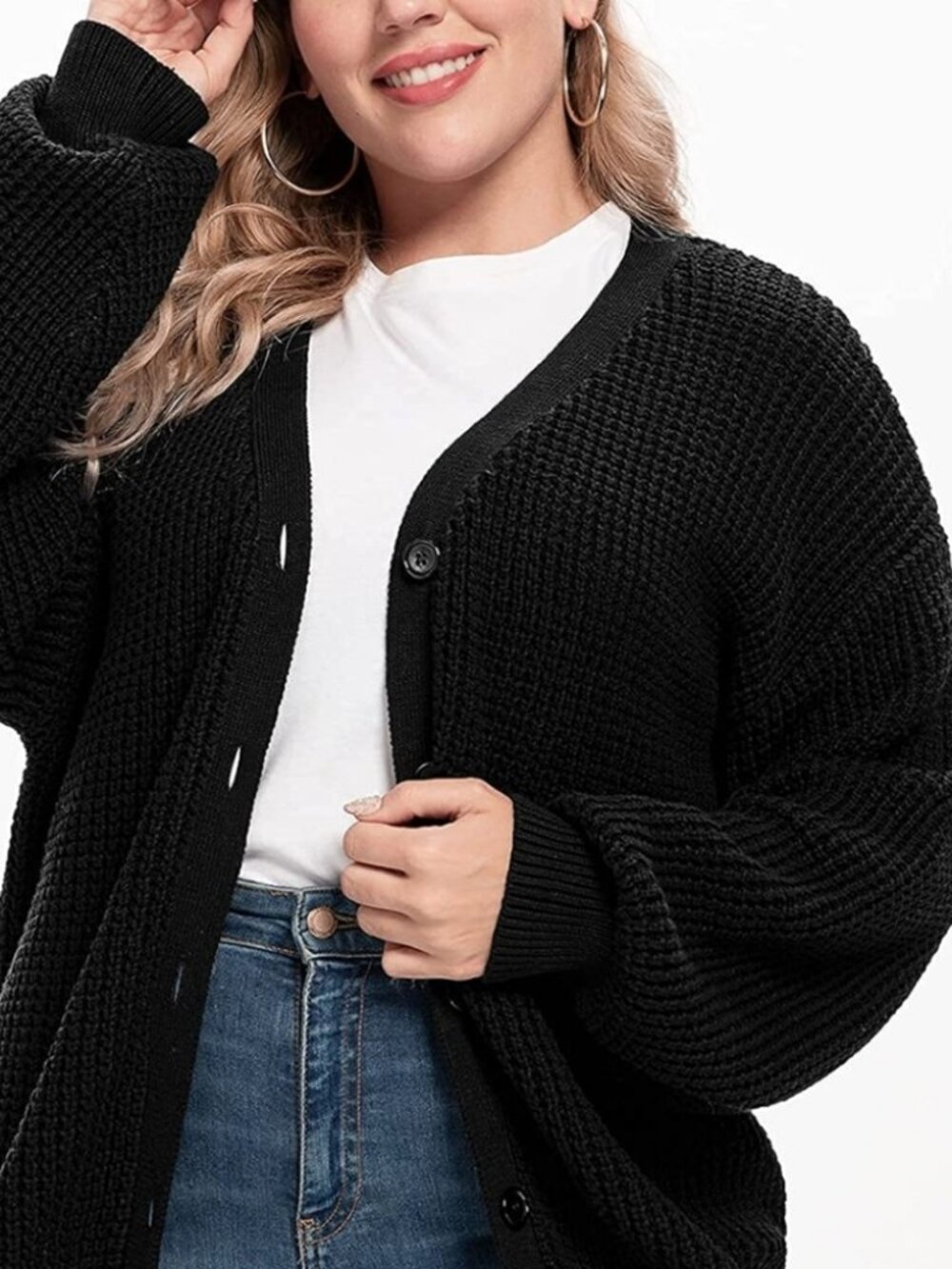 Qualfort Black Chunky Cardigan Size Medium